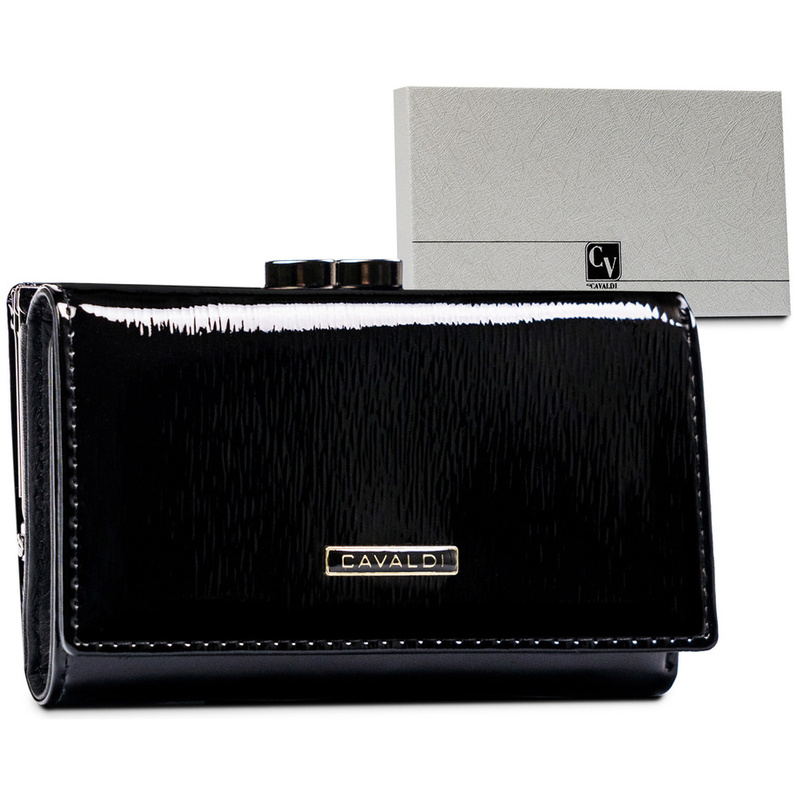 4U Cavaldi Lakierowany Duży portfel damski ze skóry naturalnej portmonetka