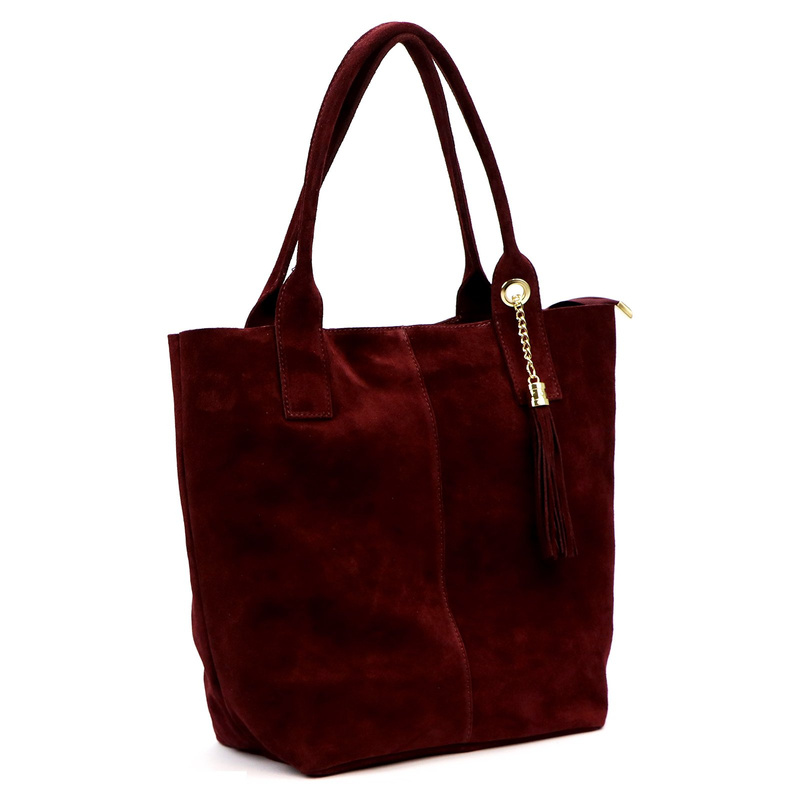 Vera Pelle zamszowa damska shopperbag skóra naturalna torebka na ramię