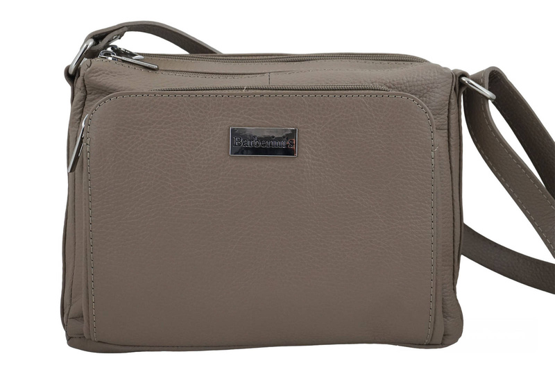 Listonoszka skórzana z kieszeniami - Beżowa ciemna