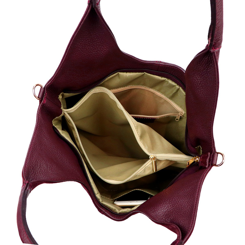 Vera Pelle damska shopperbag na ramię torebka skórzana z organizerem duża