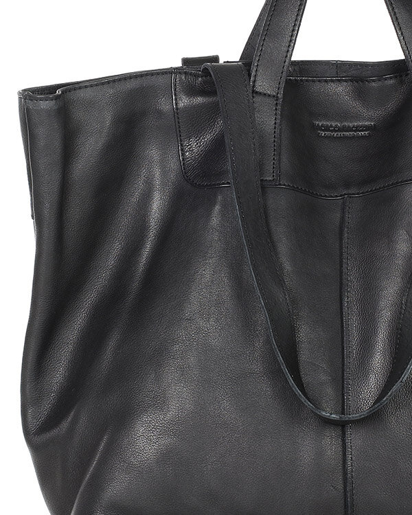 Duża torba shopper skórzana podwójne rączki - MARCO MAZZINI czarna