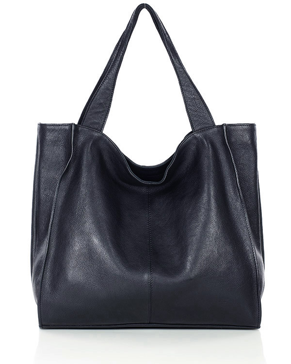 MARCO MAZZINI Torebka miejski shopper bag skóra naturalna handmade czarny