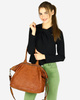Duża torebka skórzana oversize style shopper bag - MARCO MAZZINI brąz camel