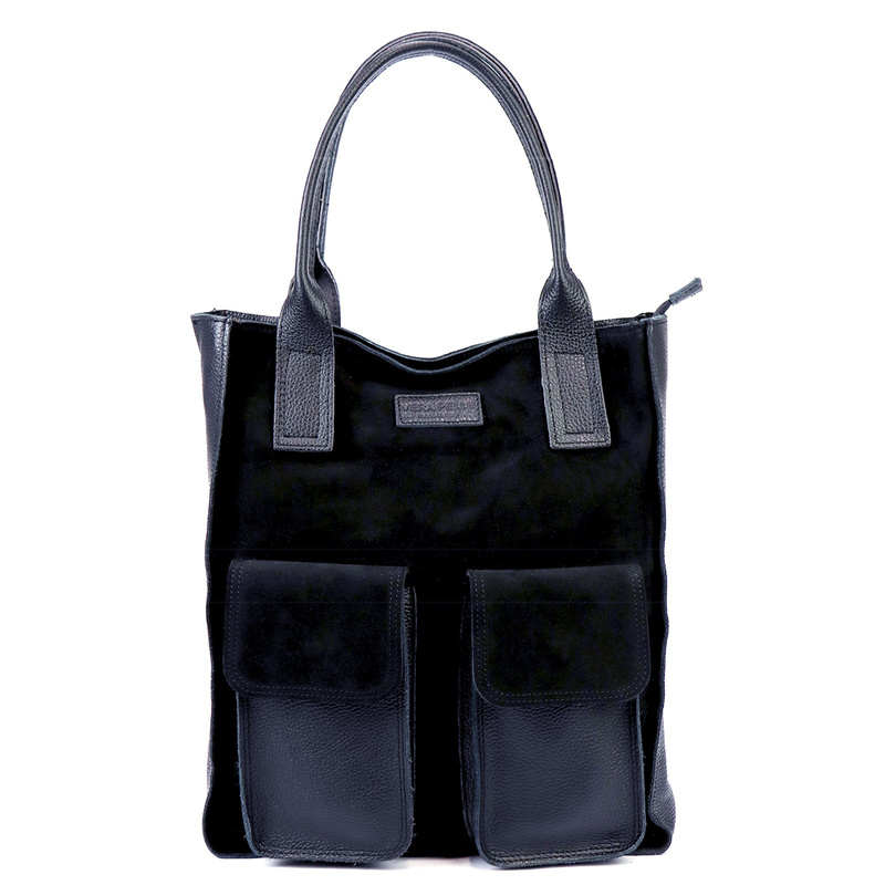 Angelo Torebka na ramię Duża damska shopperbag z kieszeniami skórzana 