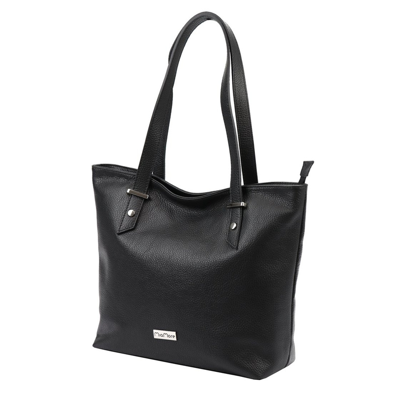 Duża damska shopperbag skórzana z kieszeniami torebka na ramię MiaMore
