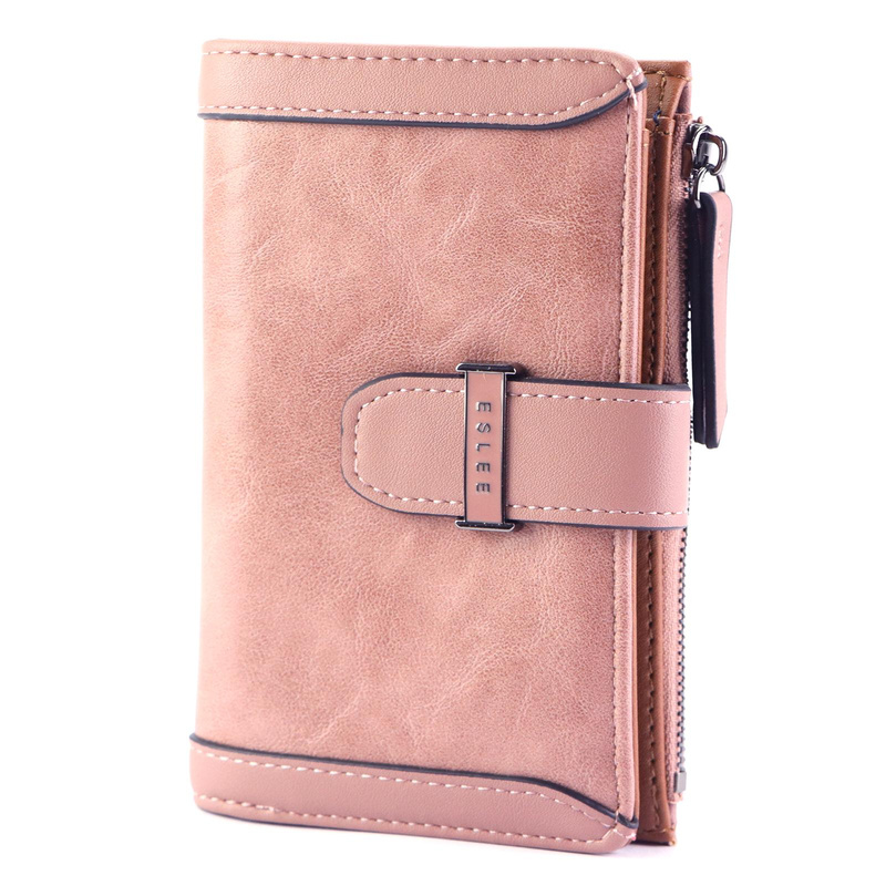 Eslee Duży Portfel Damski Podłużny Pionowy Skóra Eko Na Zatrzask