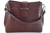 Torebka skórzana na ramię - CROCO - Brązowa
