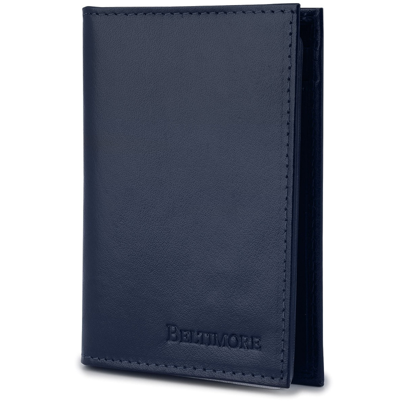 Etui na dokumenty karty granatowe skórzane slim Beltimore G95