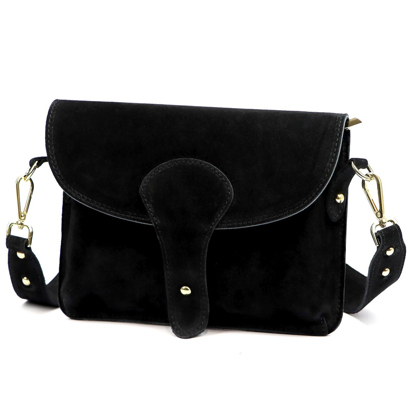 Luka zamszowa damska listonoszka torebka na ramię skórzana z kieszenią