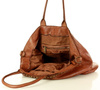Duża torebka skórzana oversize style shopper bag - MARCO MAZZINI brąz camel