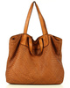 Torba damska pleciona shopper & shoulder leather bag - MARCO MAZZINI brąz karmel
