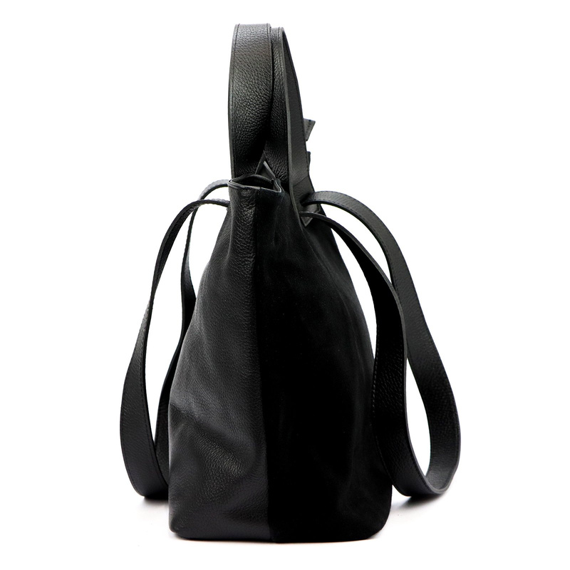 zamsz + Damska torebka ze skóry naturalnej Luka 25-077