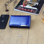 Gregorio Damski skórzany portfel skóra krokodyla portmonetka lakierowana