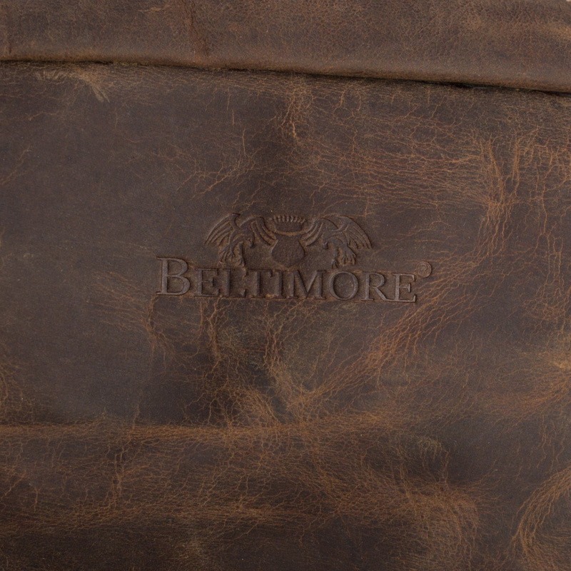 Kosmetyczka skórzana brązowa nubuk saszetka podróżna duża Beltimore J49