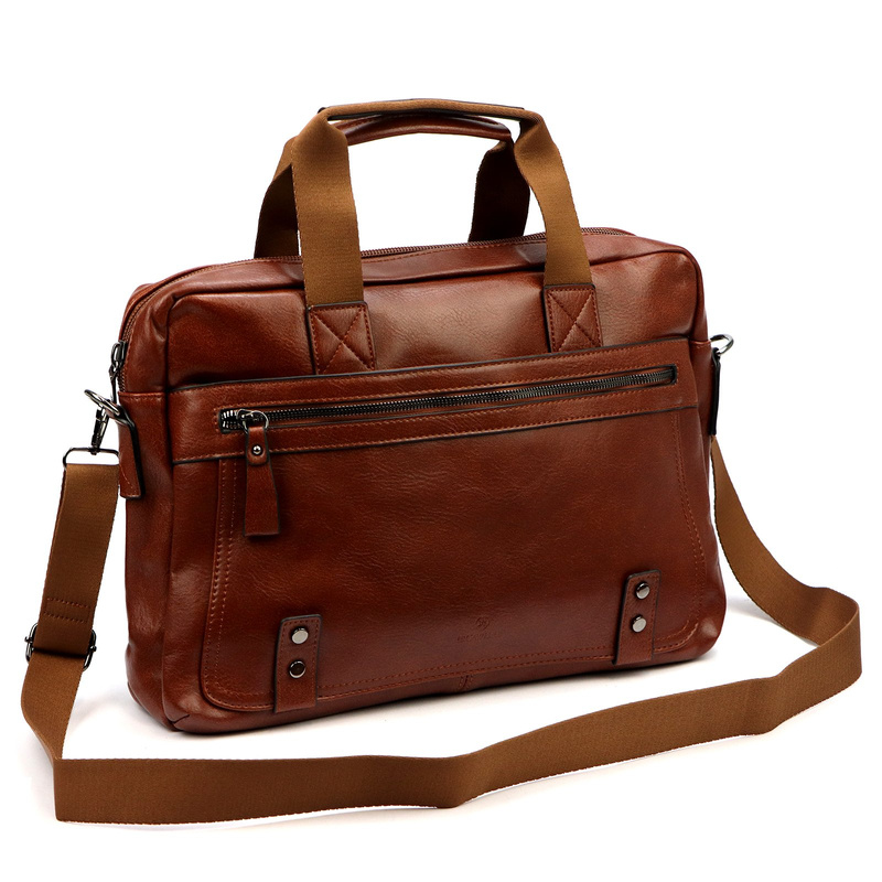 BRICIOLE duża męska torba teczka skóra eko na dokumenty do pracy z paskiem