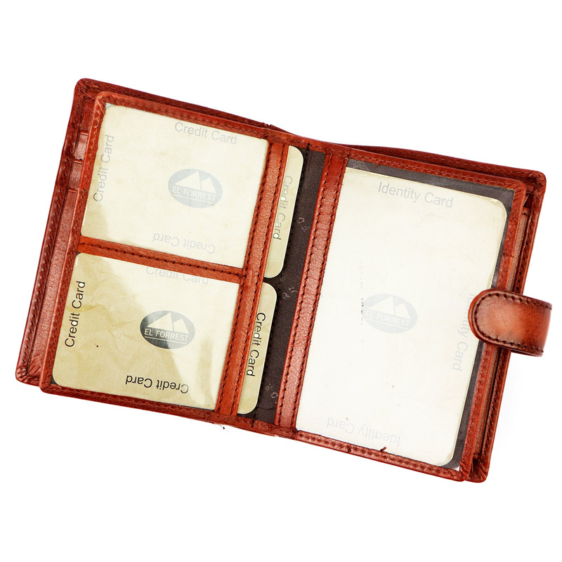 EL FORREST męski portfel pionowy rozbudowany skórzany na zatrzask RFID