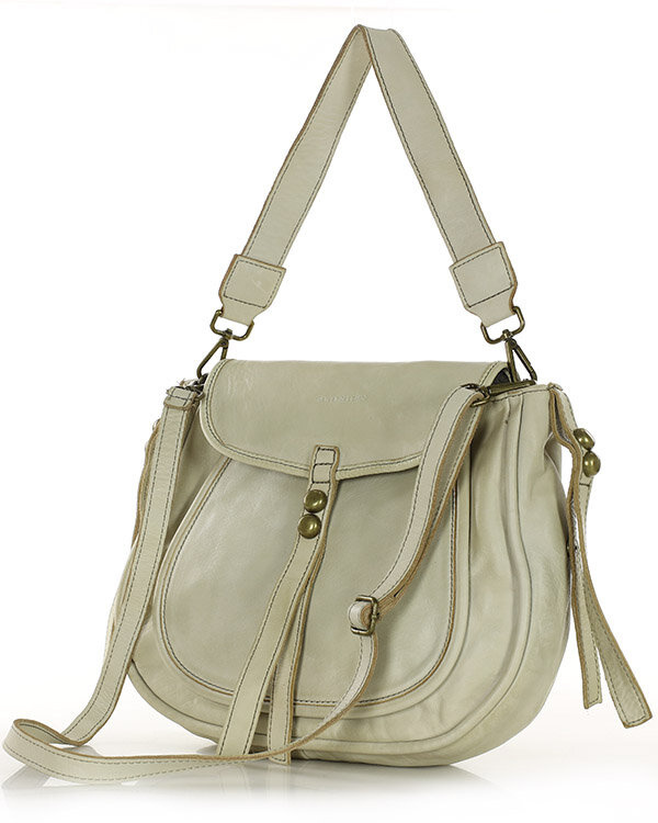 Marco Mazzini Torebka classic saddle bag ze skóry naturalnej na ramie beż taupe