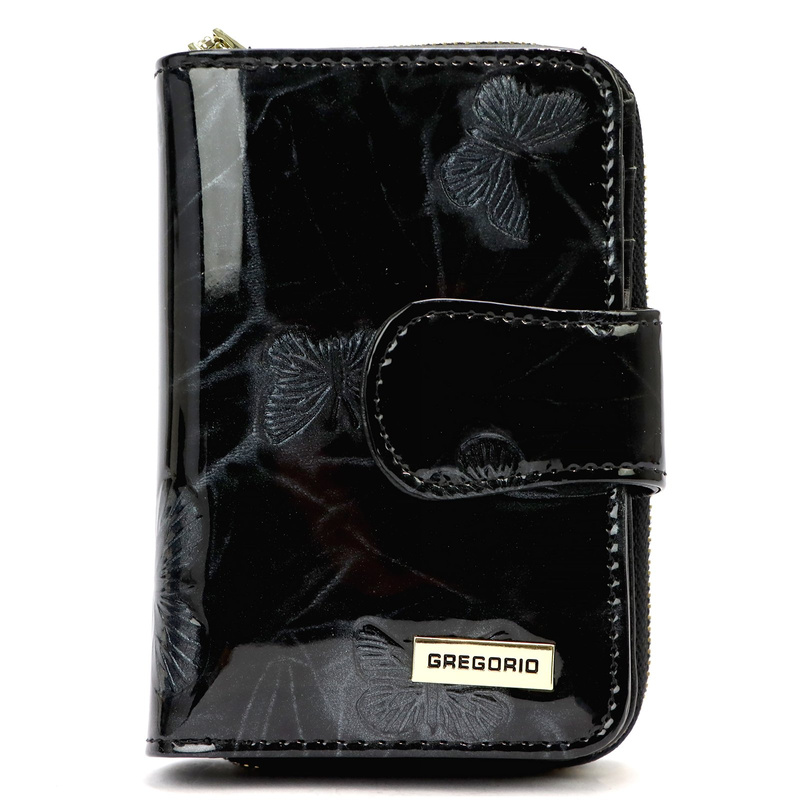 Gregorio portfel damski skóra naturalna lakierowana pionowa portmonetka