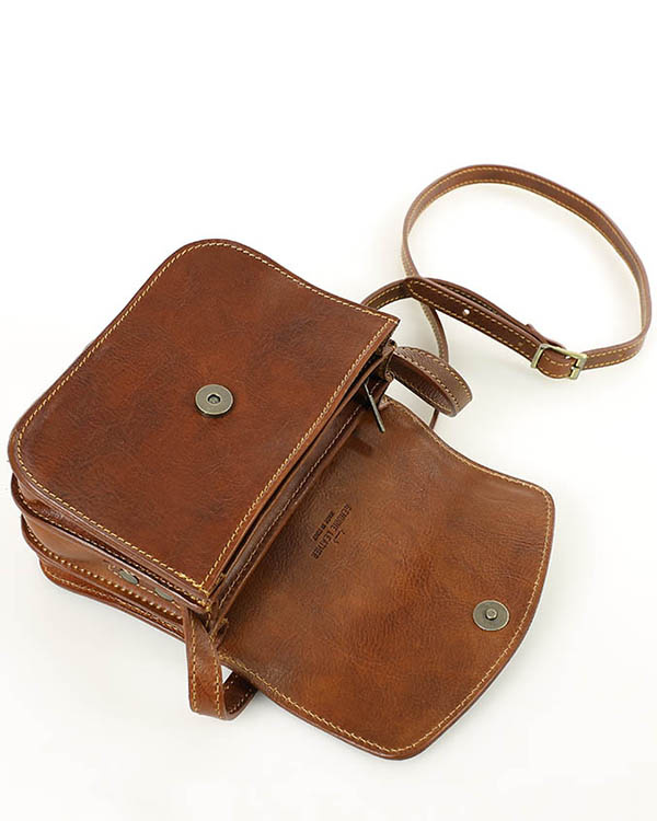 Torba skórzana przez ramię made in Toscana - MARCO MAZZINI brązowa