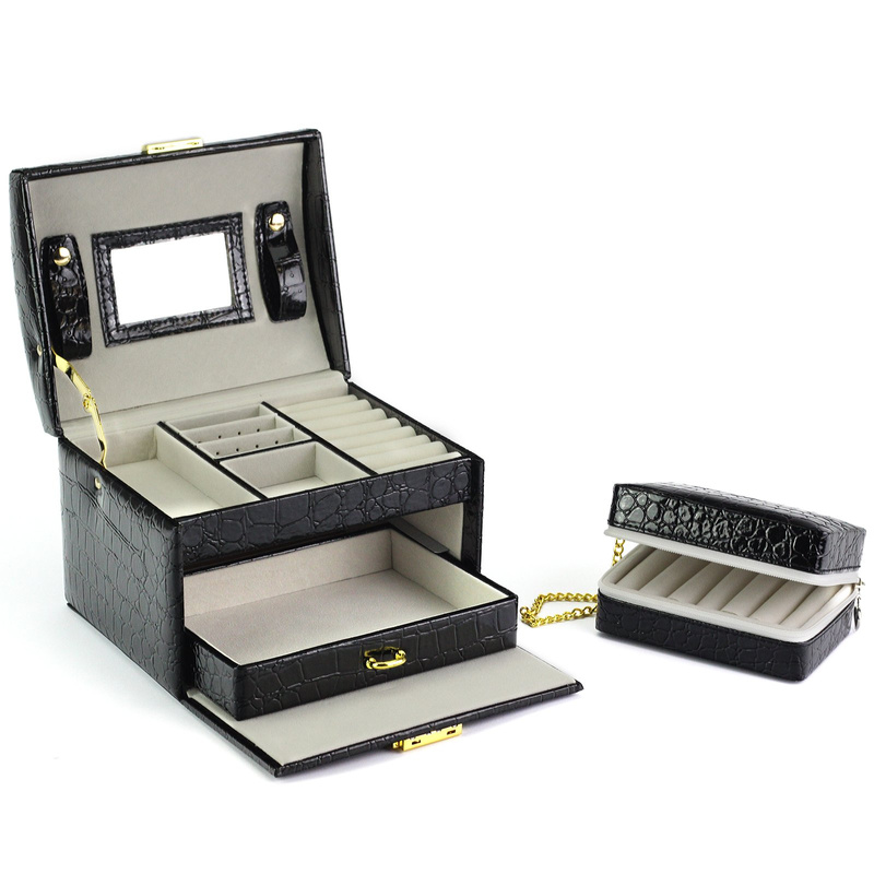 Eleganki kuferek ze skóry ekologicznej PATRIZIA BEAUTY-18013-BL