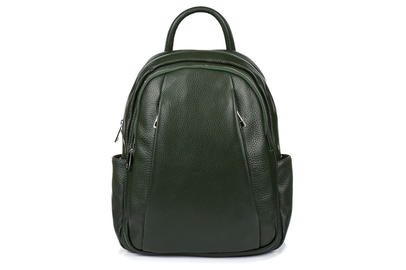 Granatowy Włoski Plecak Skórzany A4 damski dużo kieszeni C79