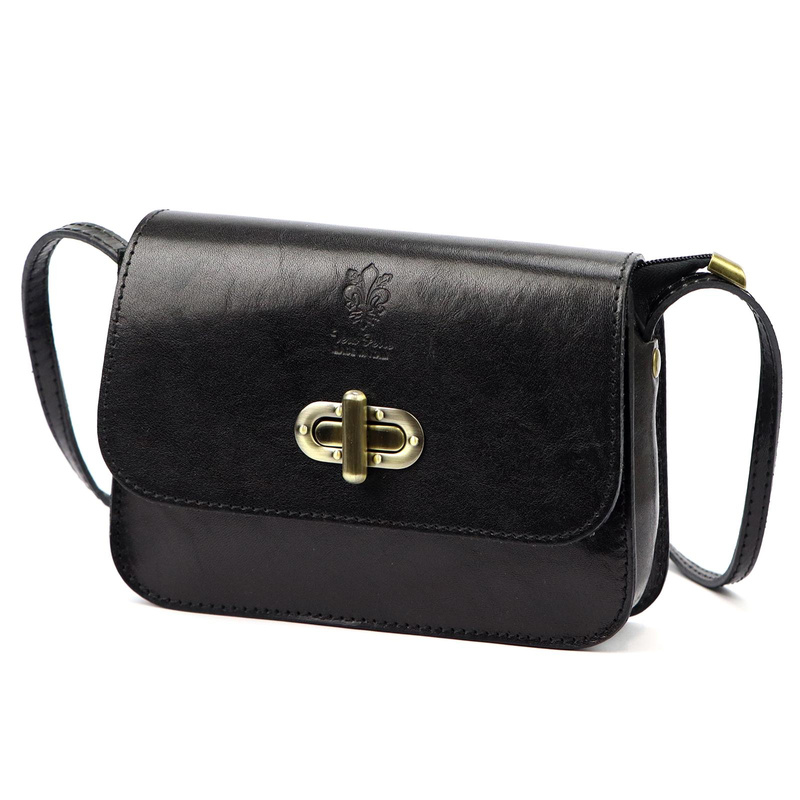 Florence Skórzana elegancka damska listonoszka torebka na ramię z klapą