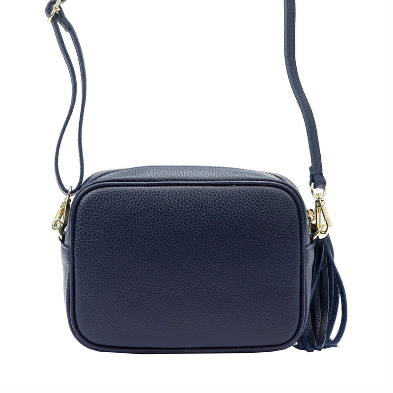 Luka damska listonoszka skóra naturalna torebka z brelokiem z frędzlem