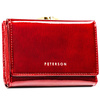 Portfel damski z lakierowanej skóry naturalnej w czerwonym kolorze - Peterson