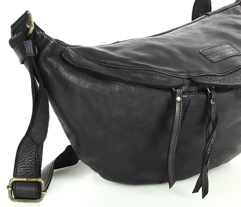 Uniwersalna torebka nerka półksiężyc crossbody runway - skóra naturalna Marco Mazzini czarny
