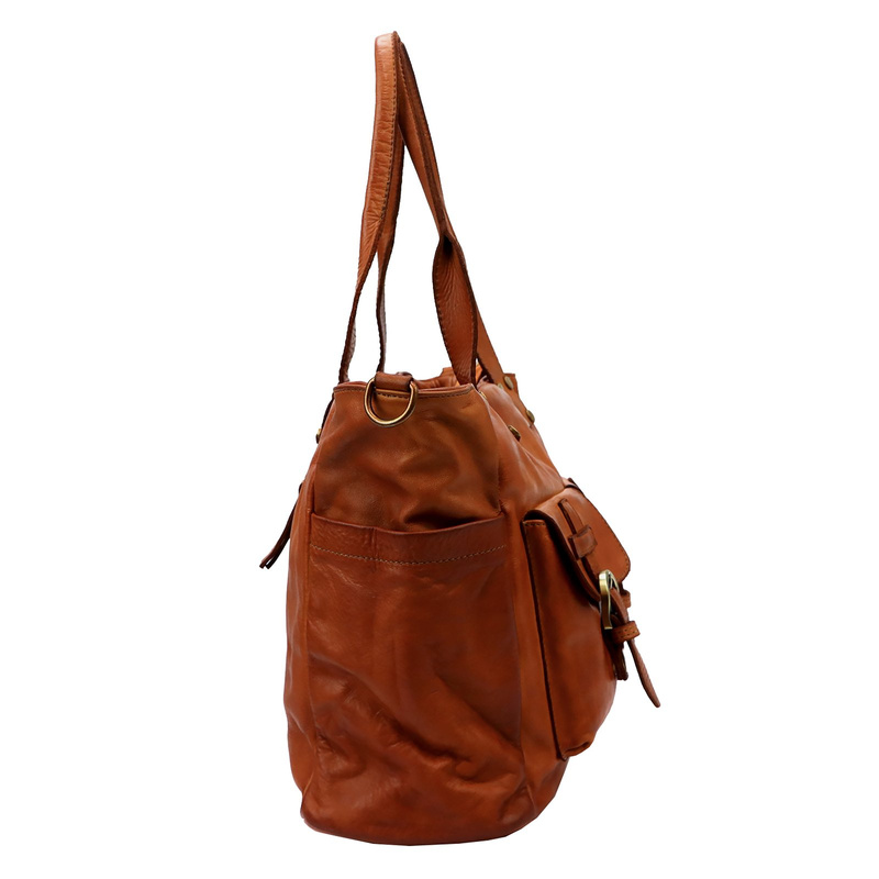 Damska duża skórzana shopperbag torebka na ramię shopper z kieszeniami VS