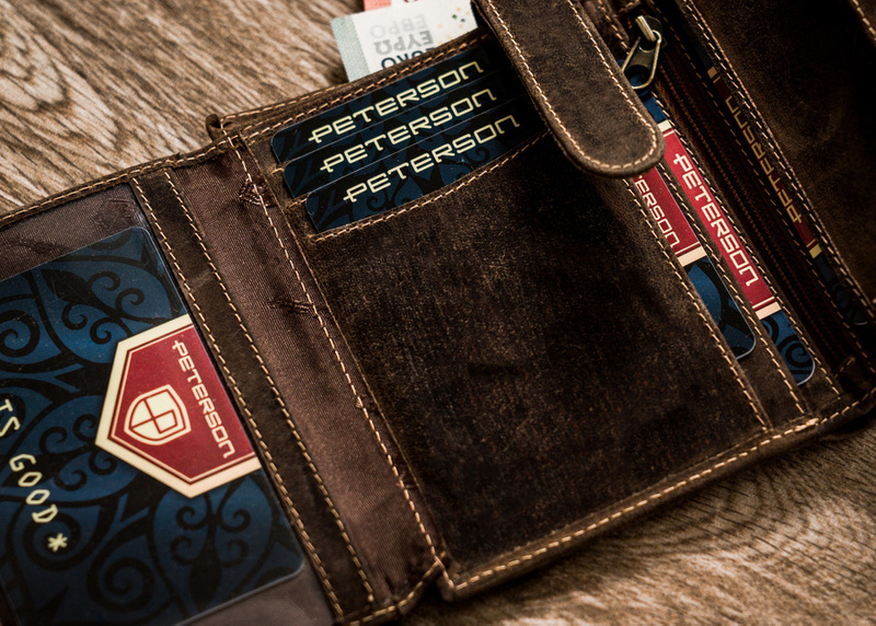 Portfel męski z retro skóry nubukowej - Peterson