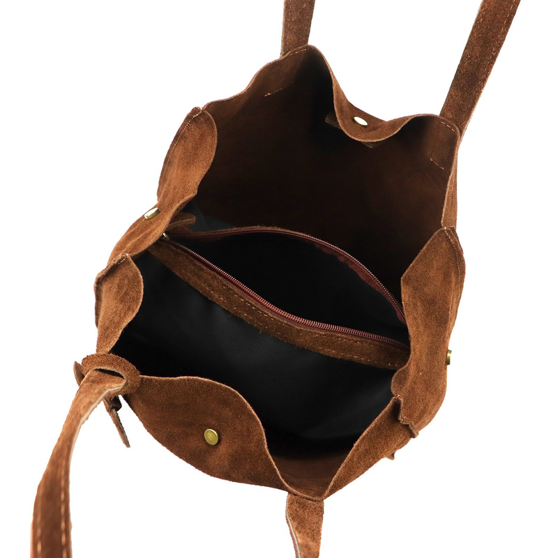 Luka Zamszowa duża damska shopperbag torebka na ramię z kosmetyczką