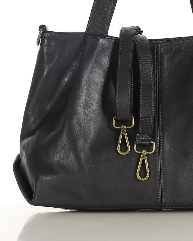 Torebka kuferek skórzana na ramię z miękkiej skóry MARCO MAZZZINI czarna