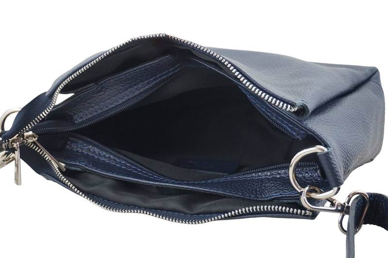 Uniwersalna torebka skórzana listonoszka - Granatowa