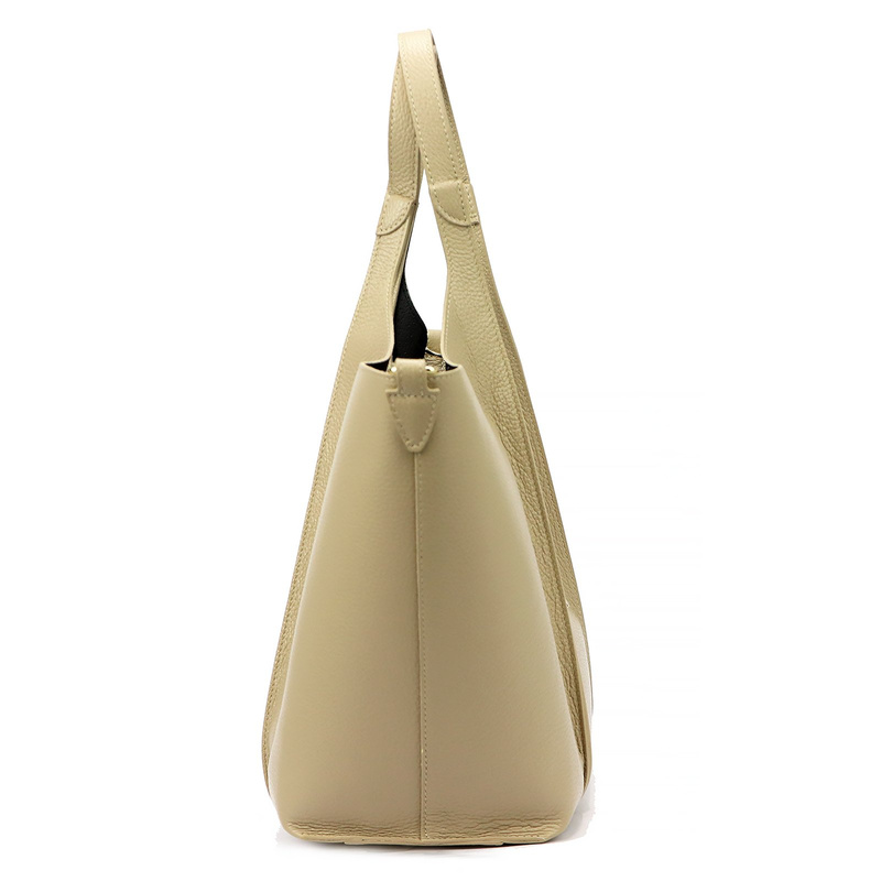 Vera Pelle damska torebka na ramię skóra naturalna shopperbag z paskiem