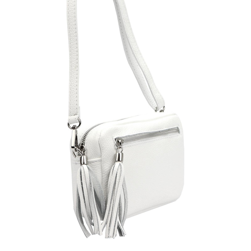 Damska listonoszka torebka Skórzana z brelokiem frędzlem i kieszeniami Luka