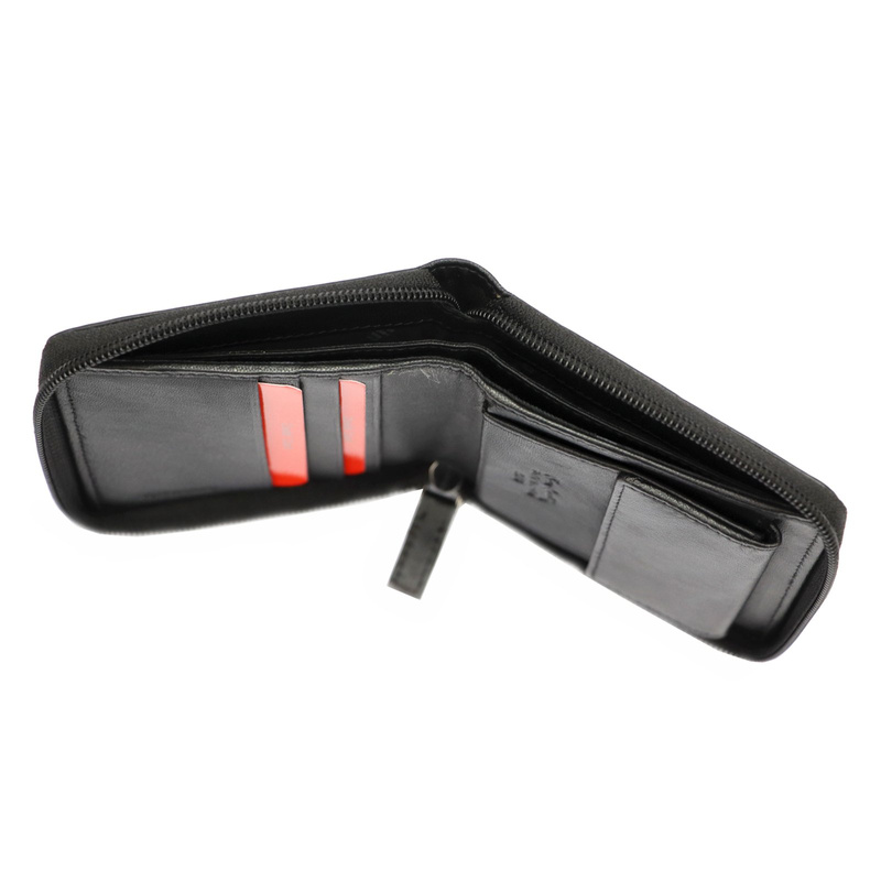 Pierre Cardin damska portmonetka skóra naturalna mały portfel na suwak