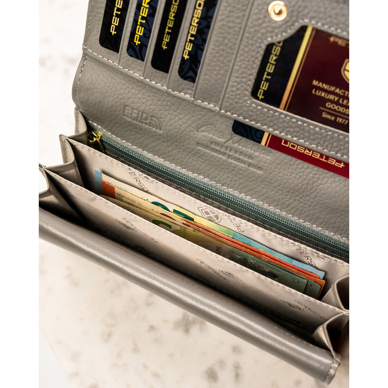 skóra naturalna + Damski portfel ze skóry ekologicznej Peterson PTN PH22-LFL