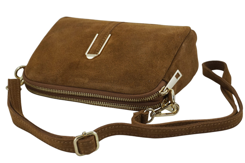 Mała torebka zamszowa wieczorowa - Brązowa jasna