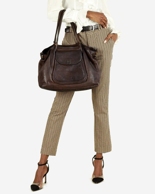 MARCO MAZZINI Torebka skórzana shopper bag ispirato dalla natura brąz