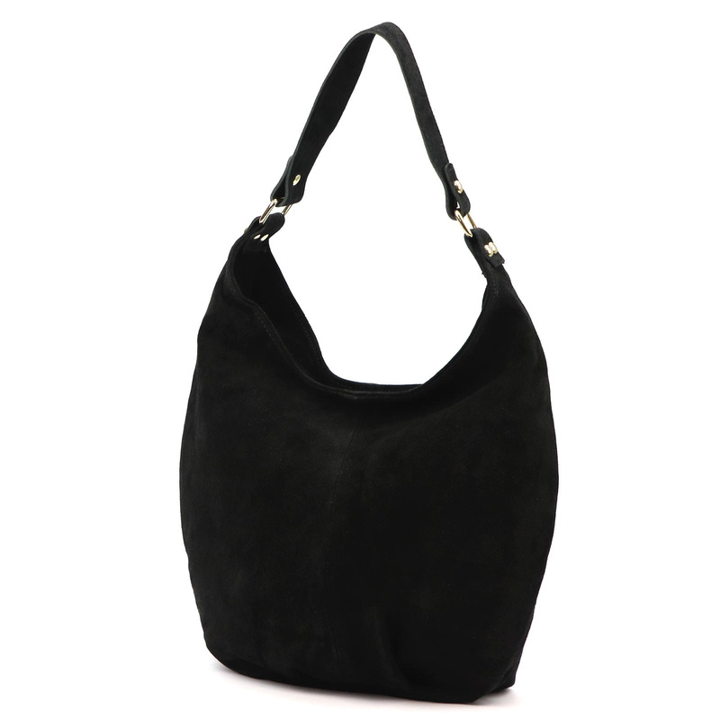 Vera Pelle damska torebka na ramię skóra naturalna zamszowa shopperbag