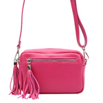 Damska listonoszka torebka Skórzana z brelokiem frędzlem i kieszeniami Luka