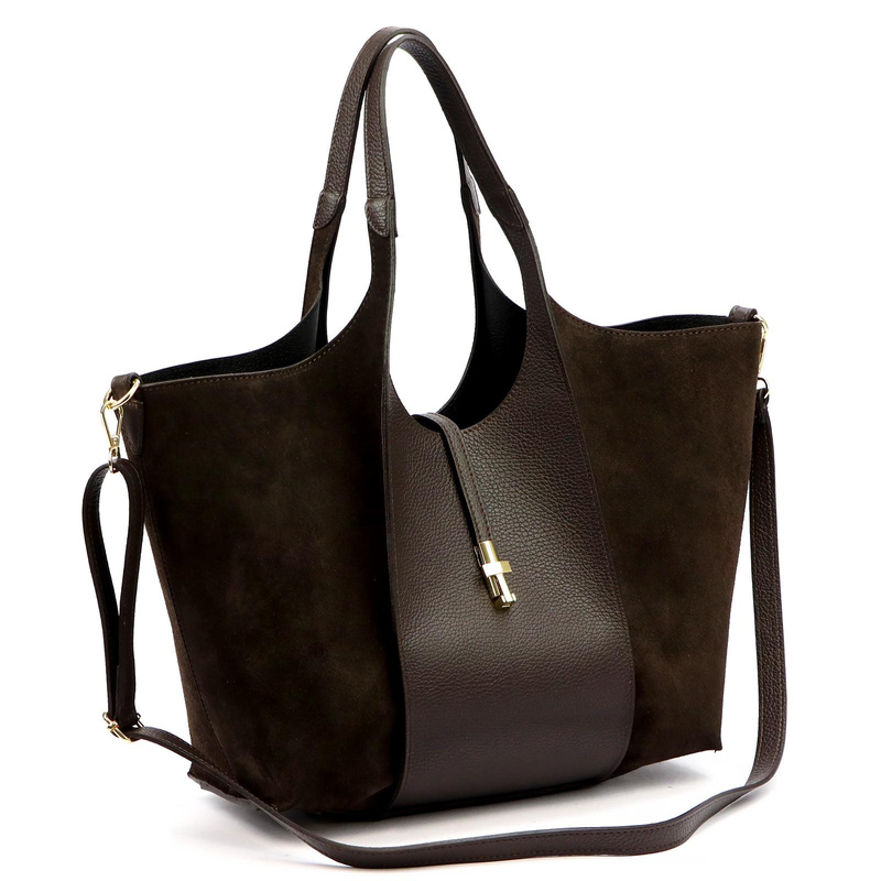 Vera Pelle damska torebka na ramię skóra naturalna shopperbag z paskiem