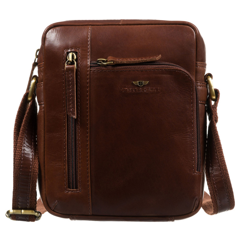 Elegancka listonoszka męska ze skóry naturalnej w brązowym kolorze - Peterson