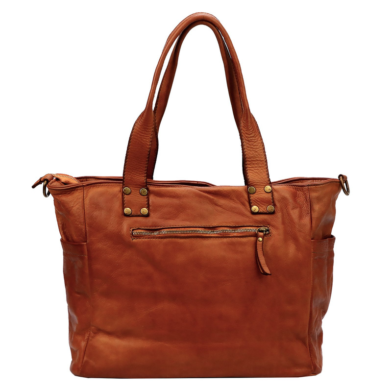 Damska duża skórzana shopperbag torebka na ramię shopper z kieszeniami VS