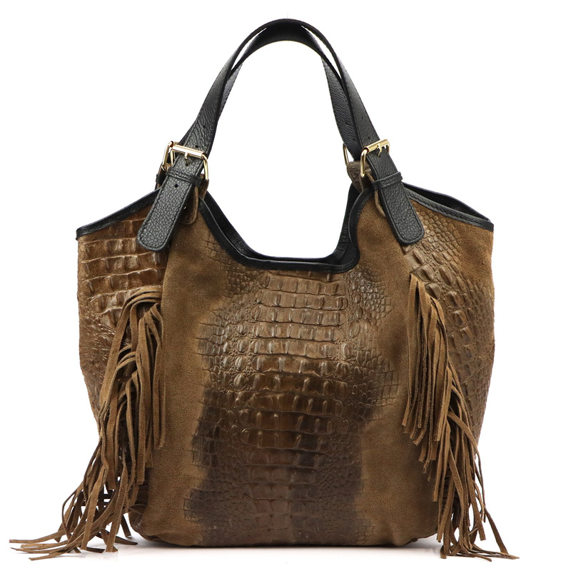 Vera Pelle damska shopperbag skórzana skóra krokodyla torebka na ramię