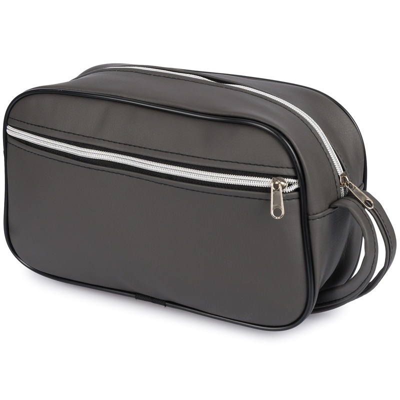 Kosmetyczna szara podróżna saszetka elegancka uniseks gładka Beltimore R25