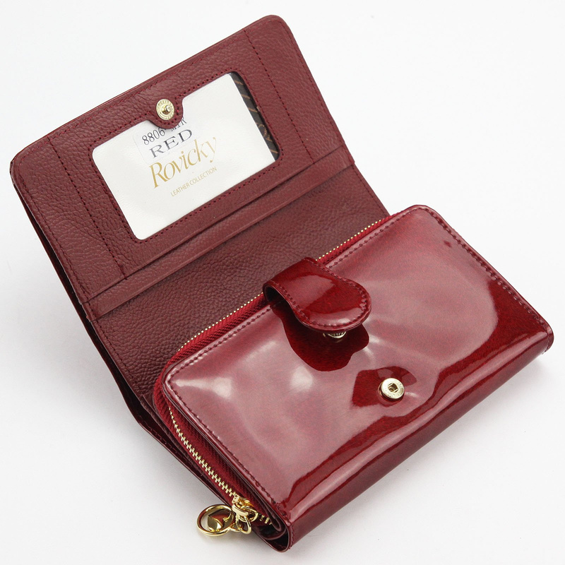 Rovicky damska portmonetka skóra naturalna lakierowana podłużny portfel