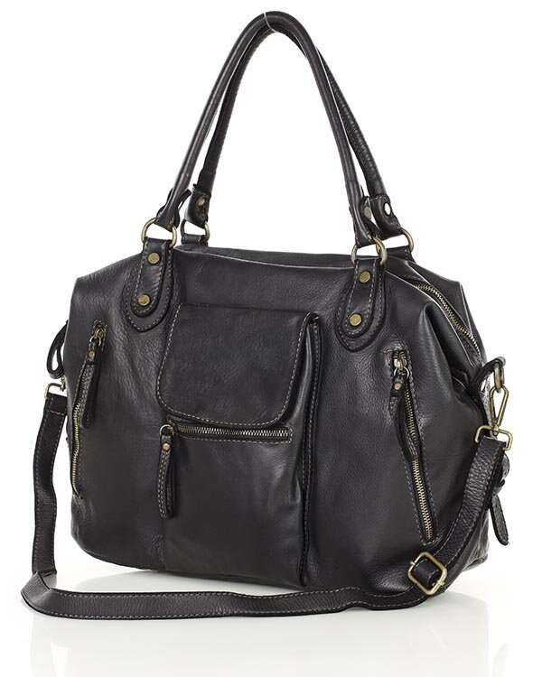 Torba biznesowa bowling retro bag skórzana - MARCO MAZZINI czarny