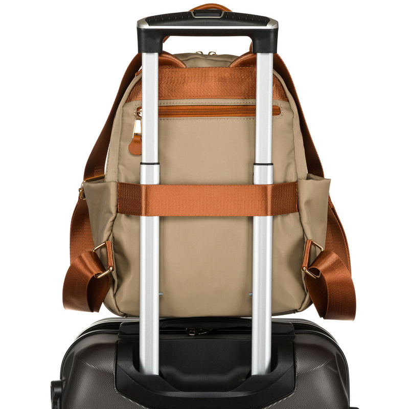 Praktyczny plecak miejski w kolorach khaki i brązowym, zamykany na suwak - Peterson
